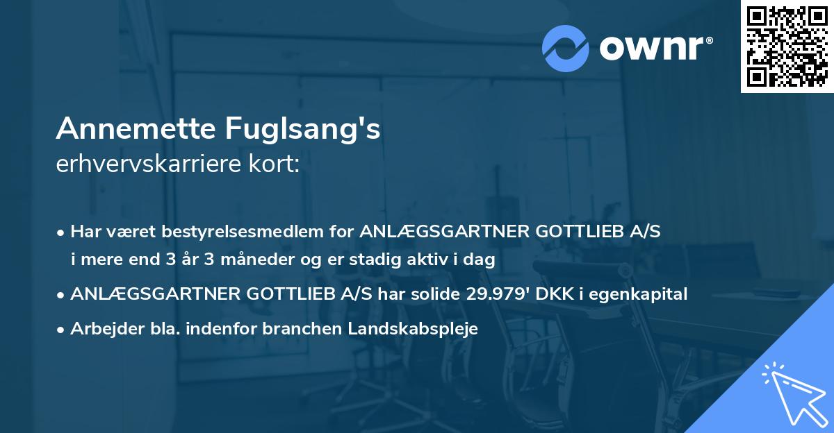 Annemette Fuglsang's erhvervskarriere kort