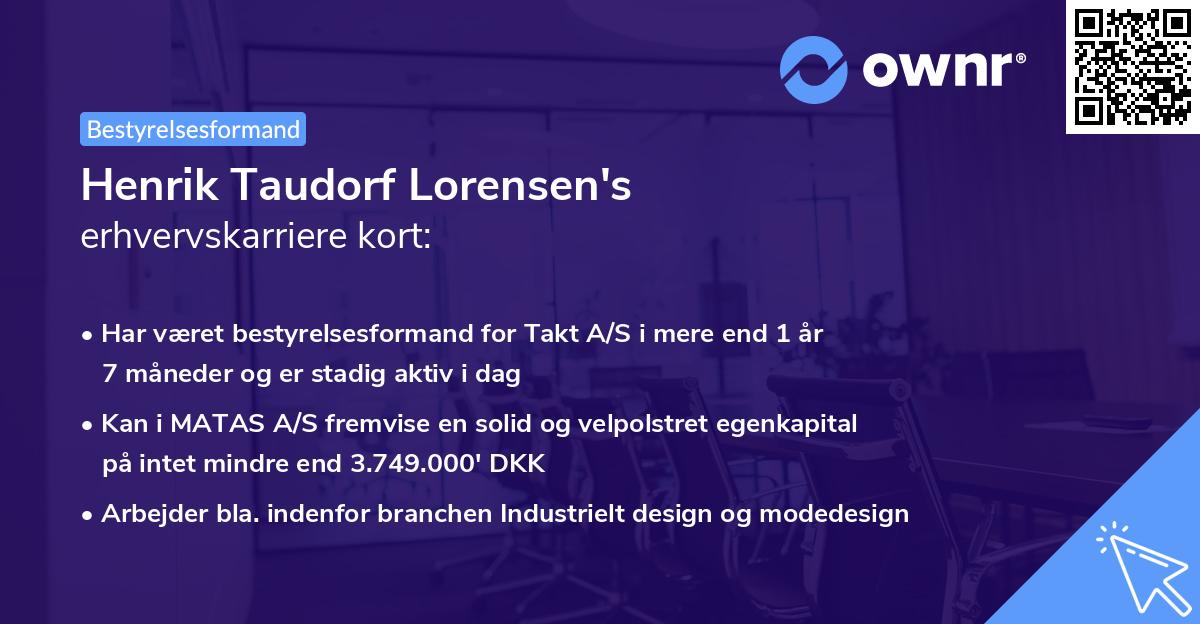 Henrik Taudorf Lorensen's erhvervskarriere kort