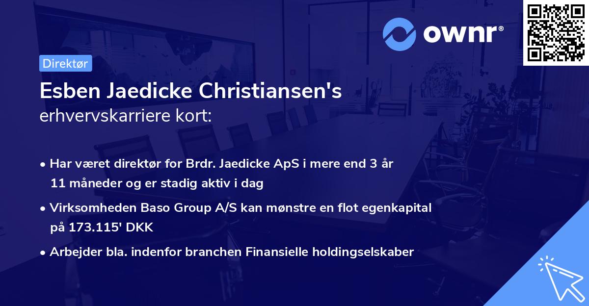 Esben Jaedicke Christiansen's erhvervskarriere kort