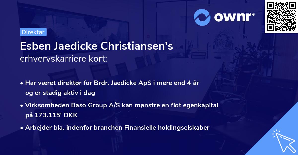 Esben Jaedicke Christiansen's erhvervskarriere kort
