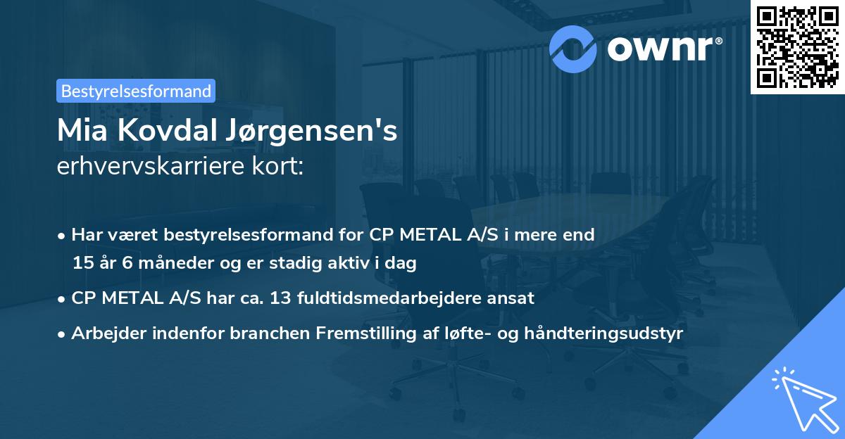 Mia Kovdal Jørgensen's erhvervskarriere kort