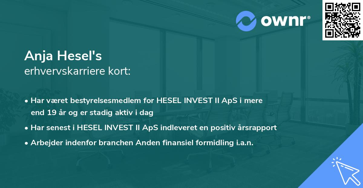 Anja Hesel's erhvervskarriere kort