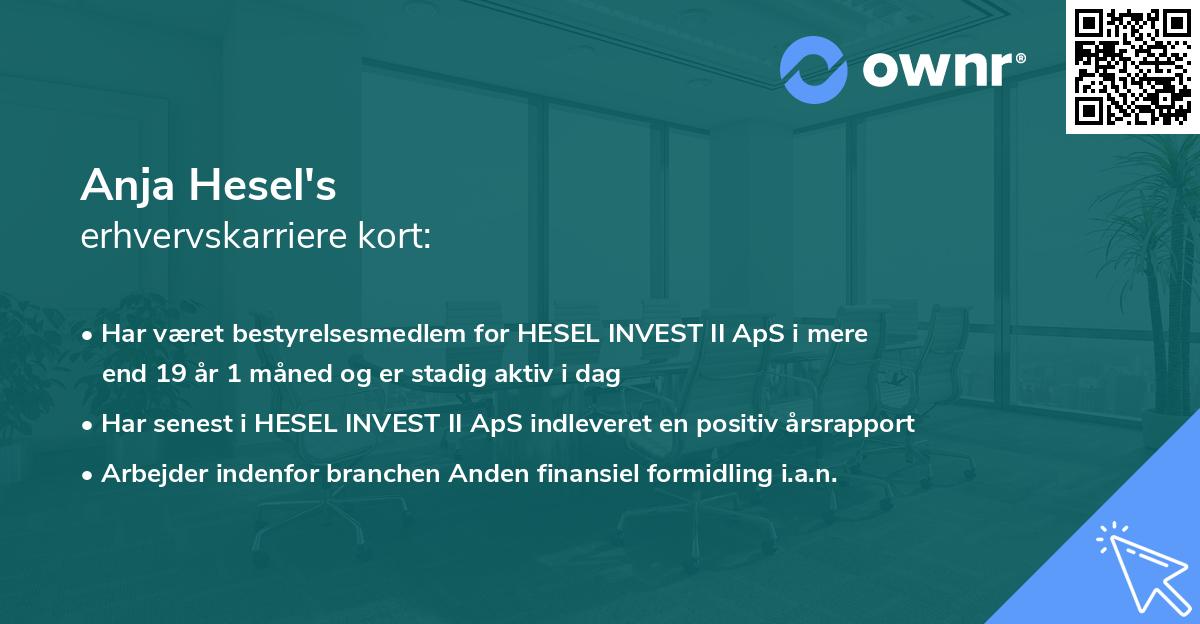 Anja Hesel's erhvervskarriere kort