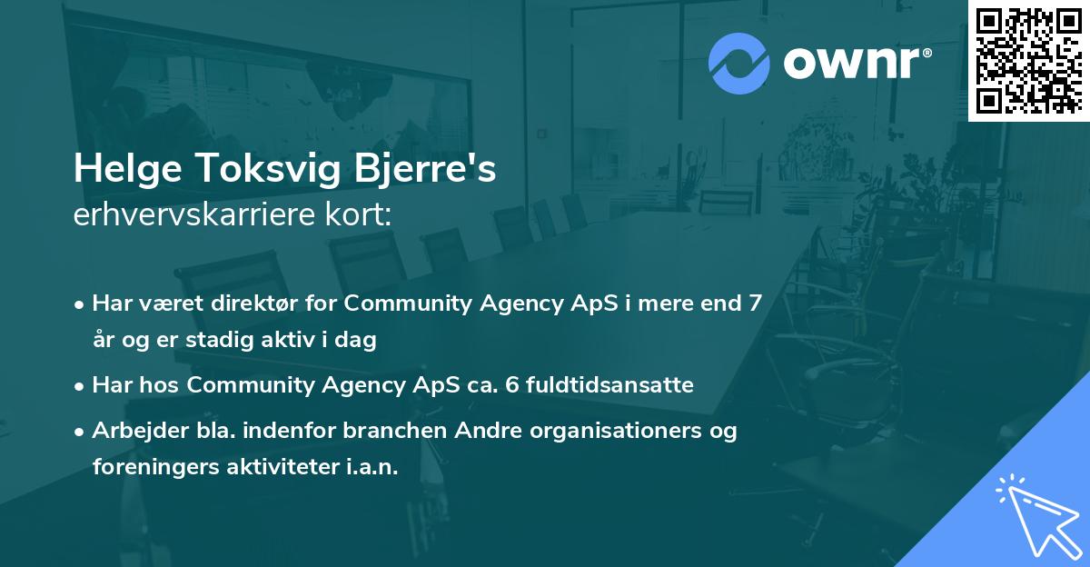 Helge Toksvig Bjerre's erhvervskarriere kort