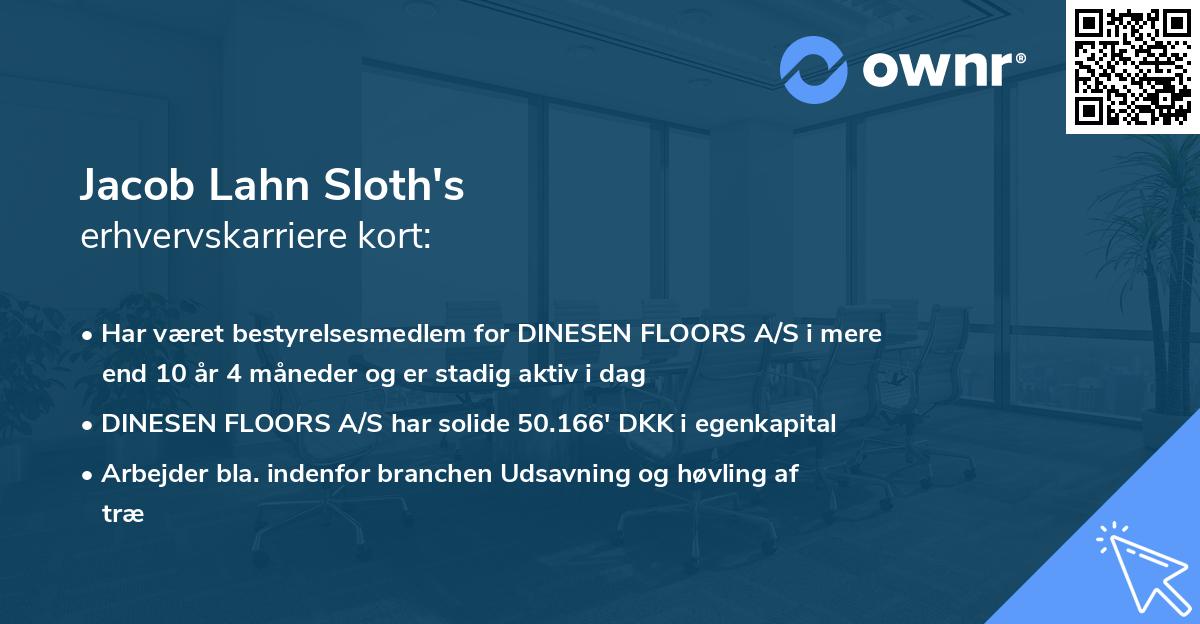 Jacob Lahn Sloth's erhvervskarriere kort