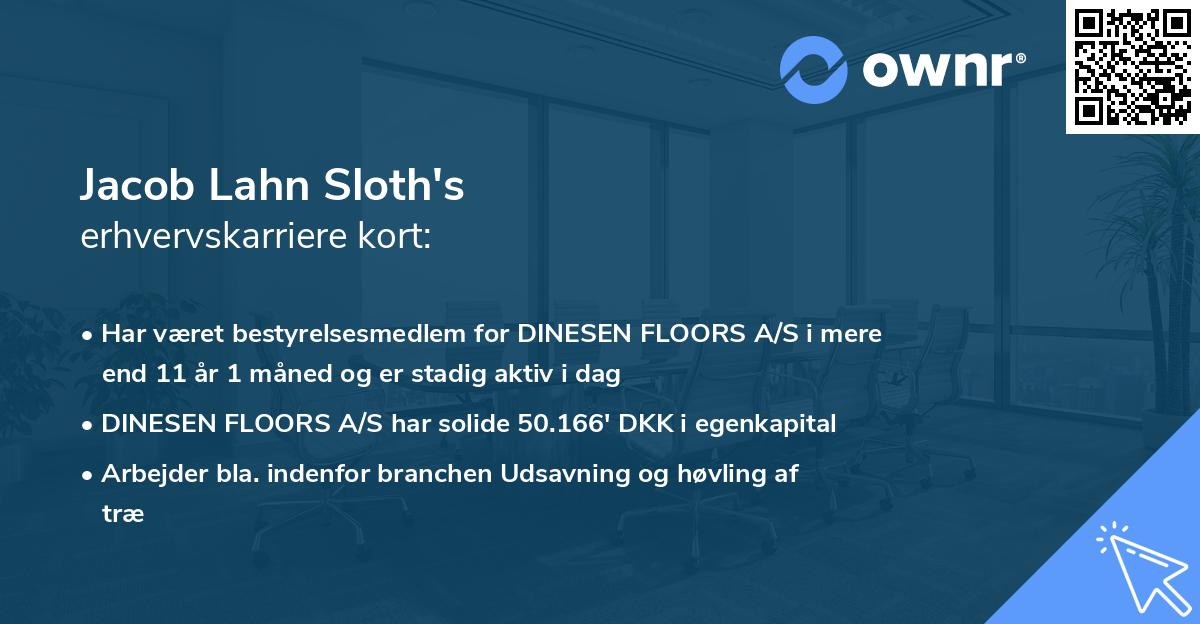 Jacob Lahn Sloth's erhvervskarriere kort