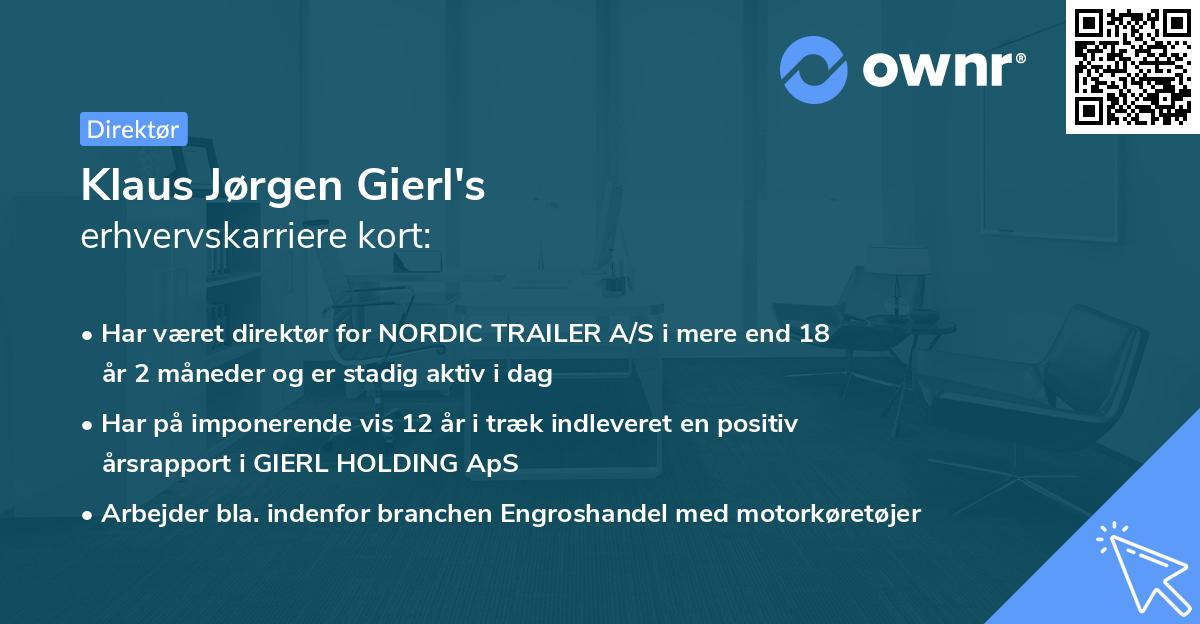 Klaus Jørgen Gierl's erhvervskarriere kort