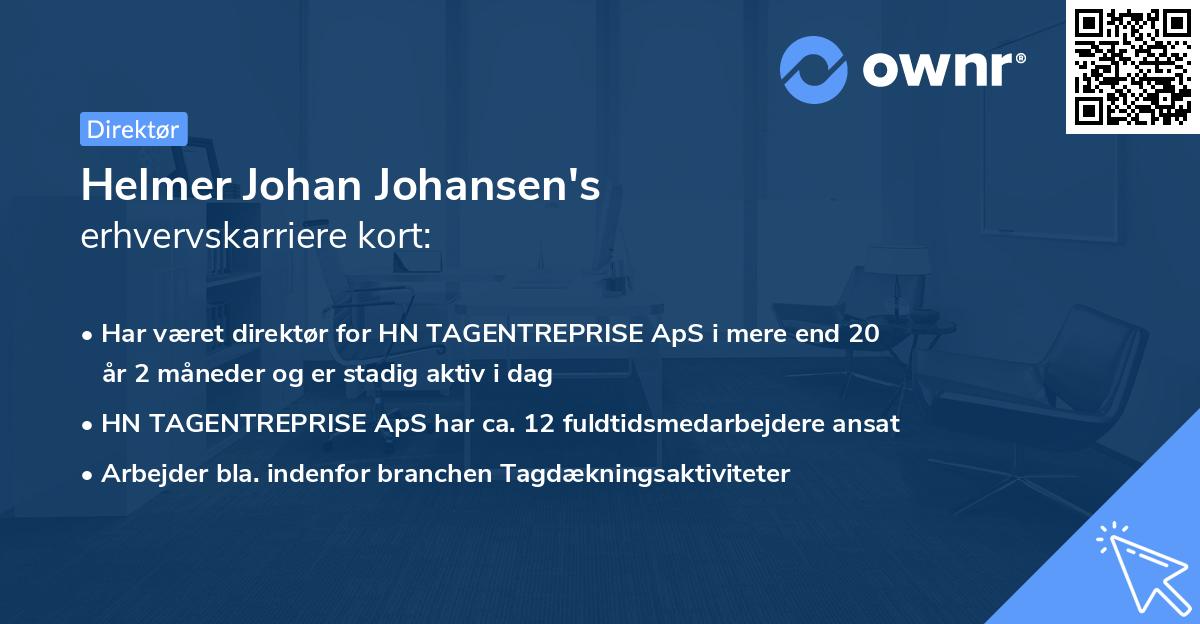 Helmer Johan Johansen's erhvervskarriere kort