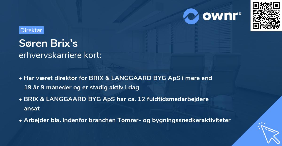 Søren Brix's erhvervskarriere kort