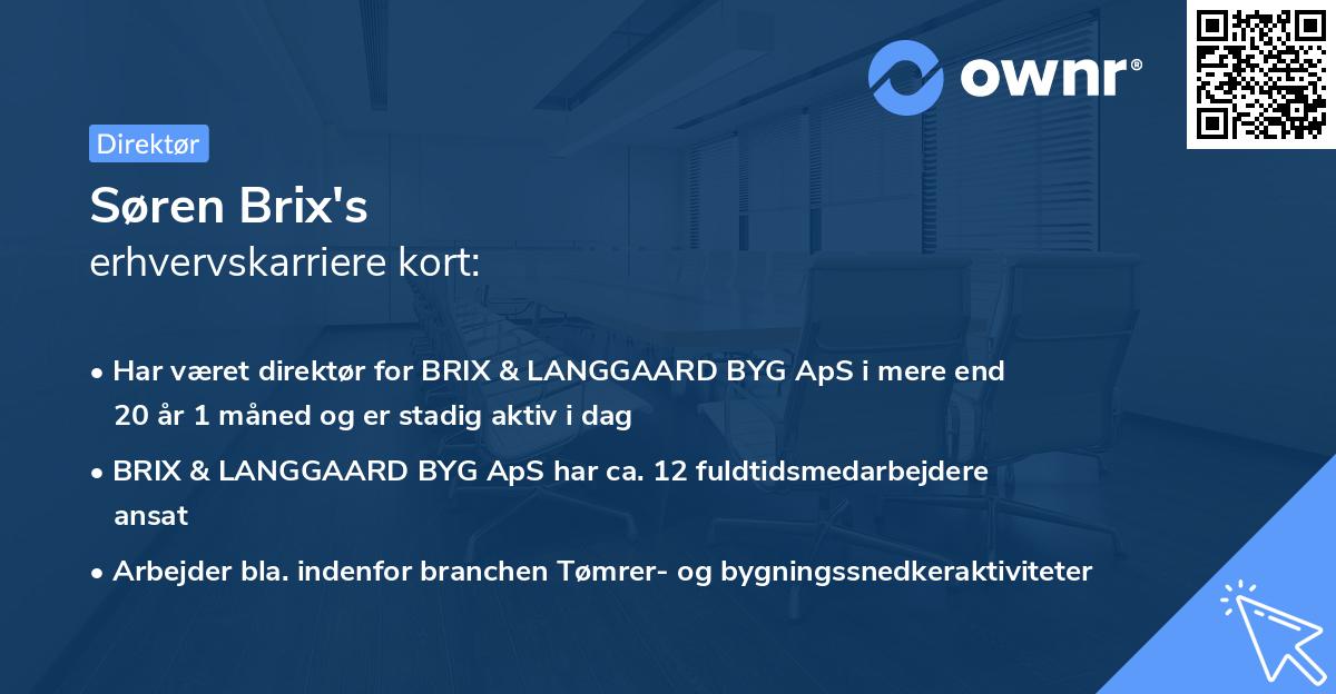 Søren Brix's erhvervskarriere kort
