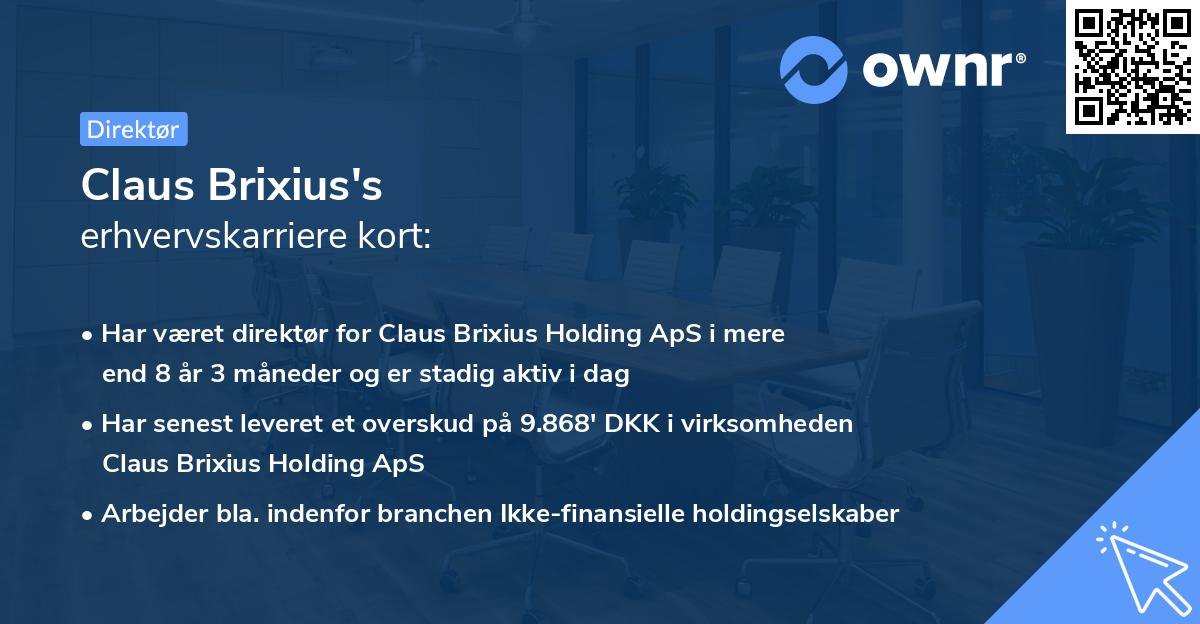 Claus Brixius's erhvervskarriere kort
