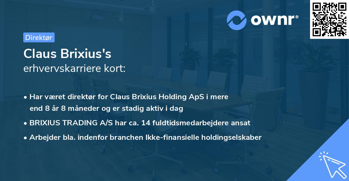 Claus Brixius's erhvervskarriere kort