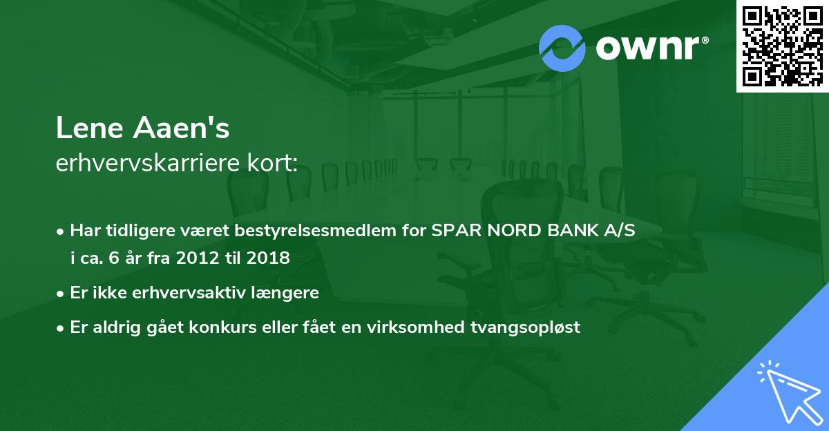 Lene Aaen's erhvervskarriere kort
