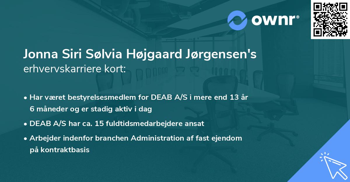 Jonna Siri Sølvia Højgaard Jørgensen's erhvervskarriere kort