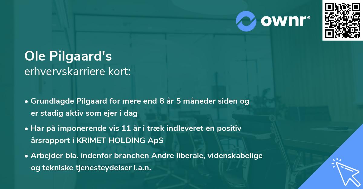 Ole Pilgaard's erhvervskarriere kort