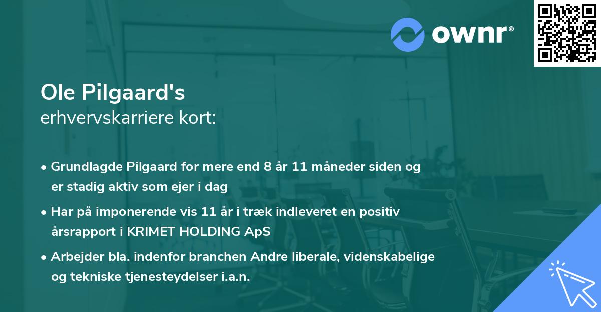 Ole Pilgaard's erhvervskarriere kort