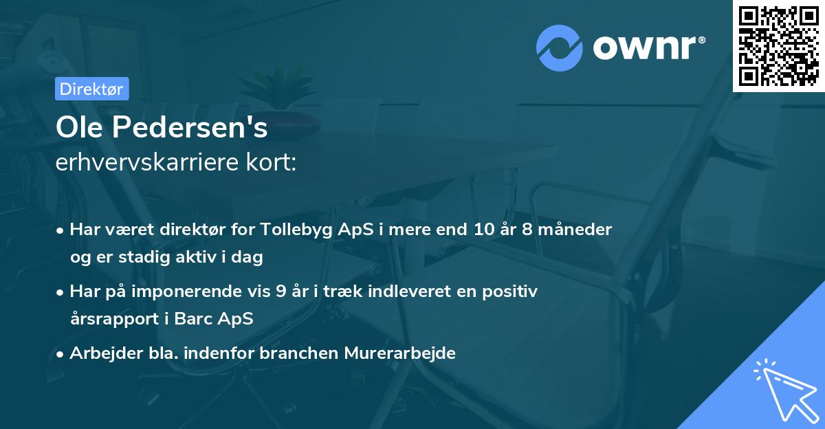 Ole Pedersen's erhvervskarriere kort