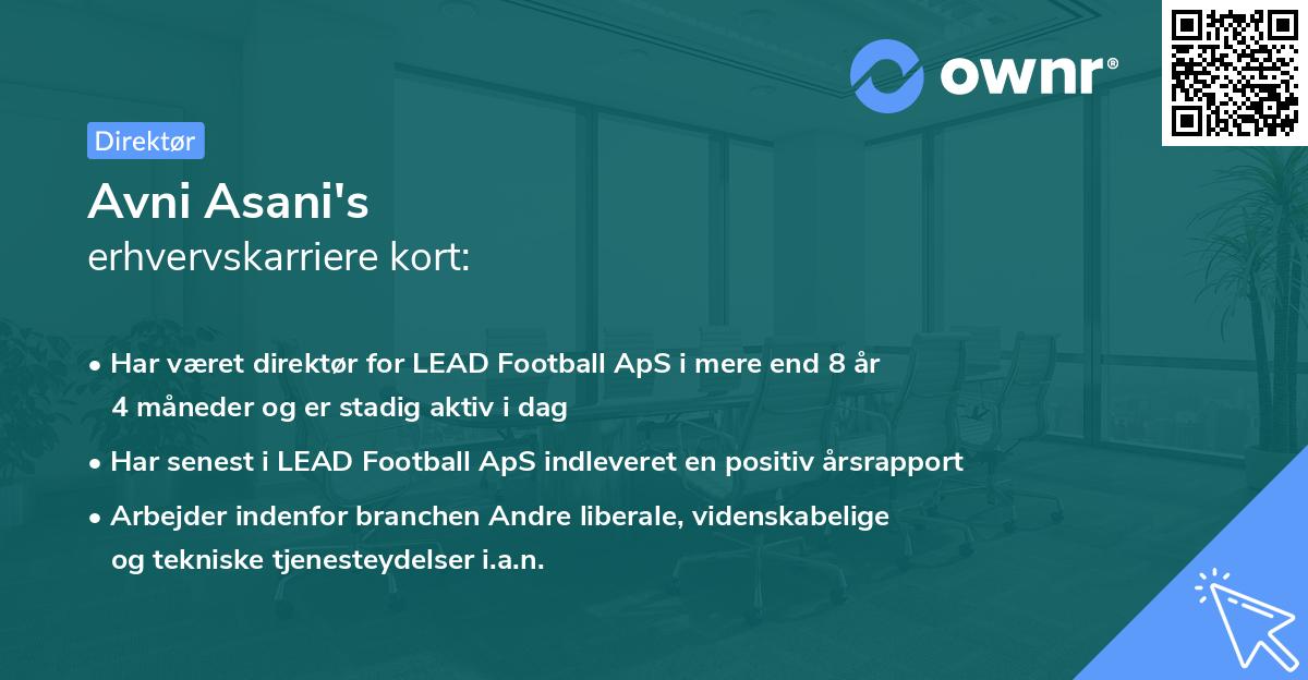 Avni Asani's erhvervskarriere kort