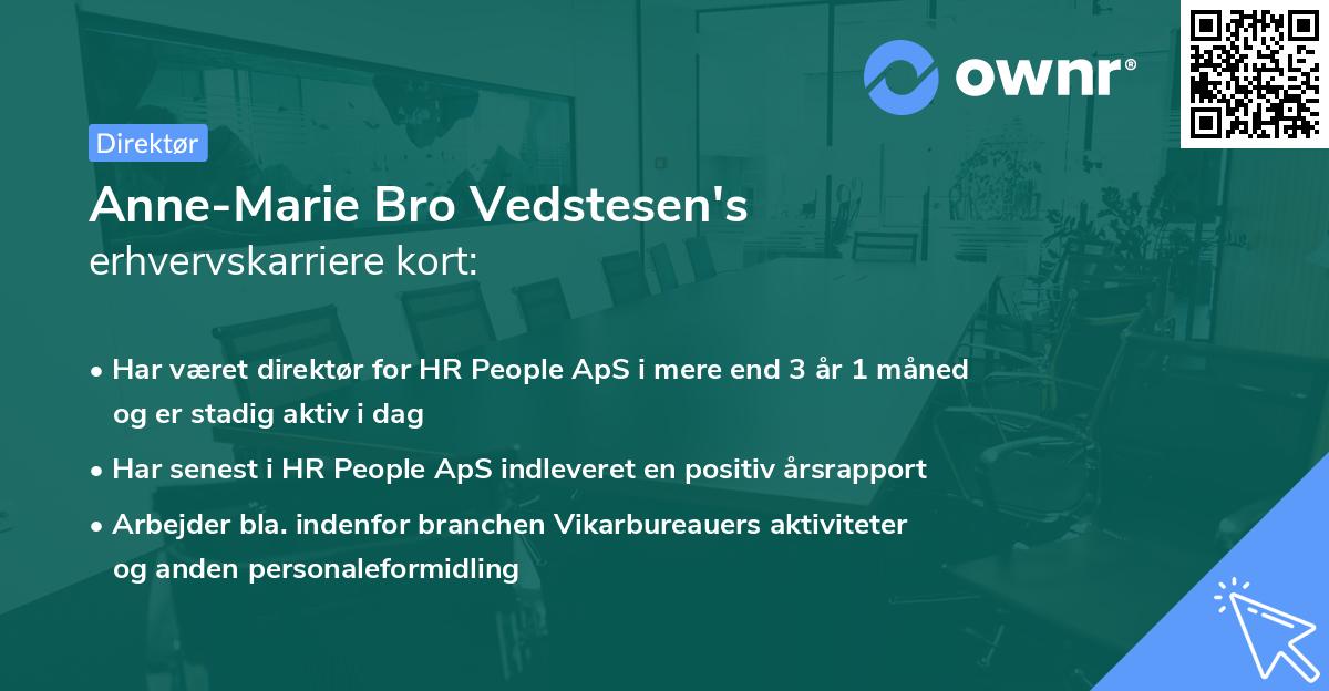 Anne-Marie Bro Vedstesen's erhvervskarriere kort