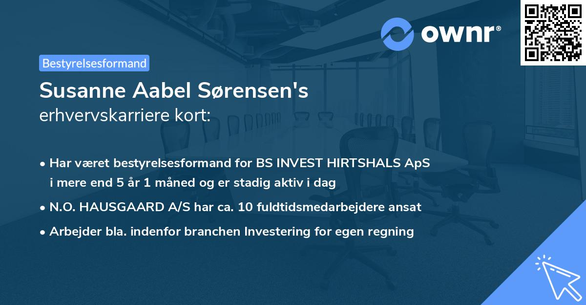 Susanne Aabel Sørensen's erhvervskarriere kort