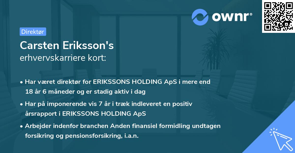 Carsten Eriksson's erhvervskarriere kort