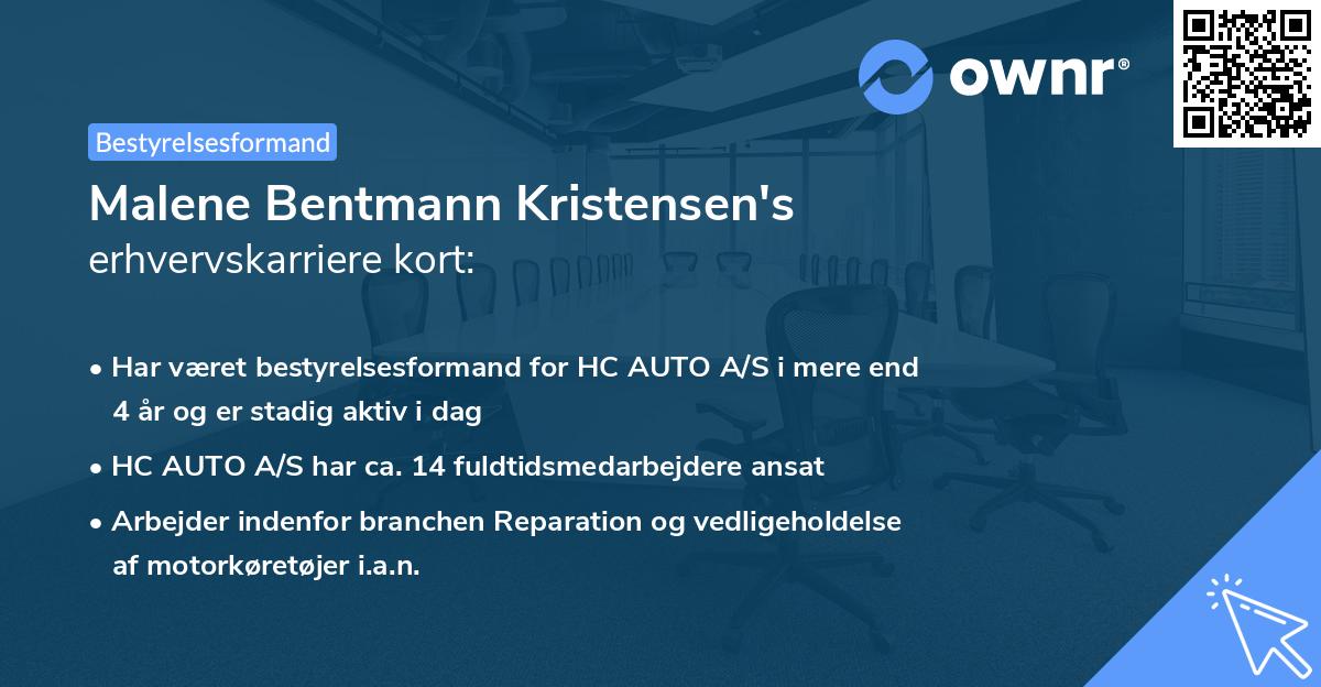 Malene Bentmann Kristensen's erhvervskarriere kort