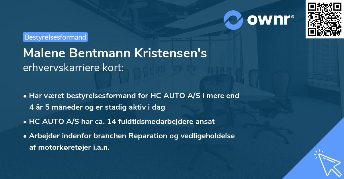 Malene Bentmann Kristensen's erhvervskarriere kort