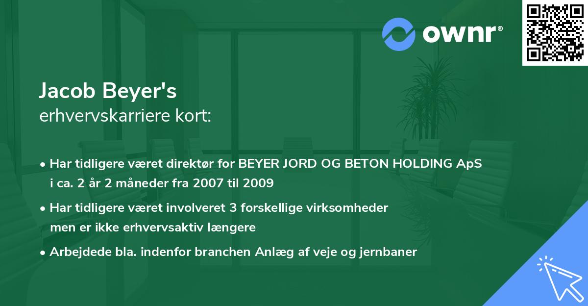 Jacob Beyer's erhvervskarriere kort