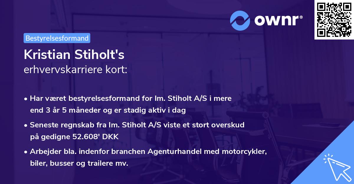 Kristian Stiholt's erhvervskarriere kort