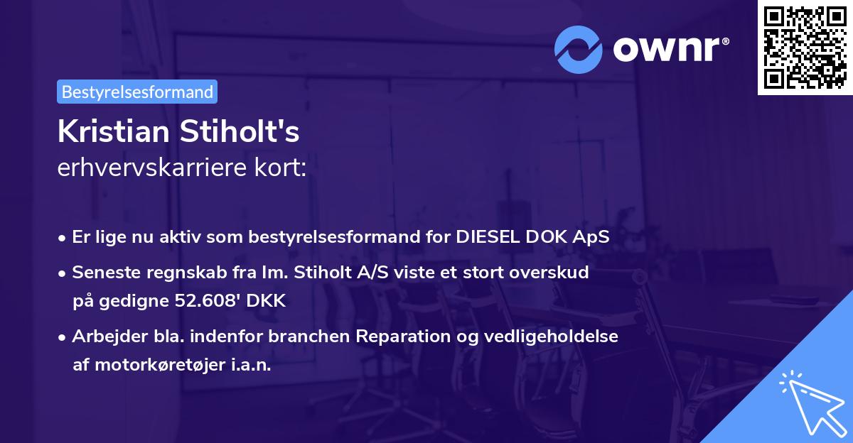 Kristian Stiholt's erhvervskarriere kort
