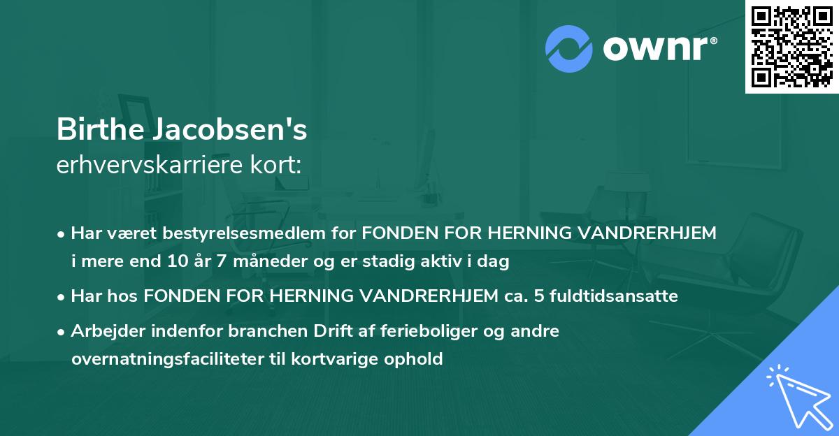 Birthe Jacobsen's erhvervskarriere kort