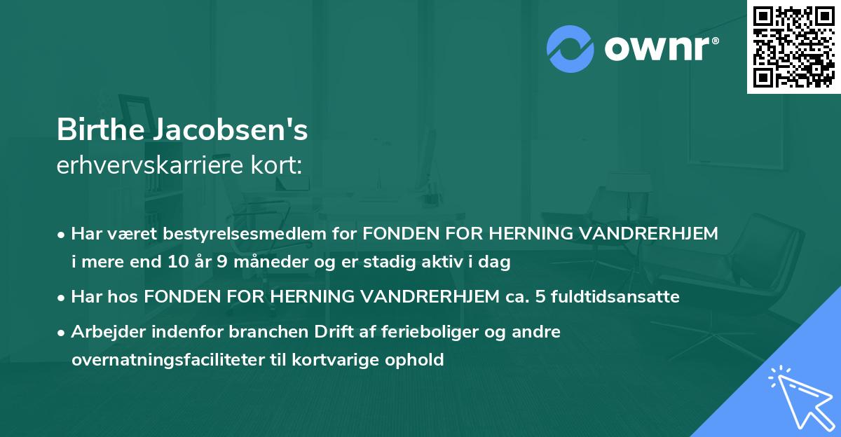 Birthe Jacobsen's erhvervskarriere kort