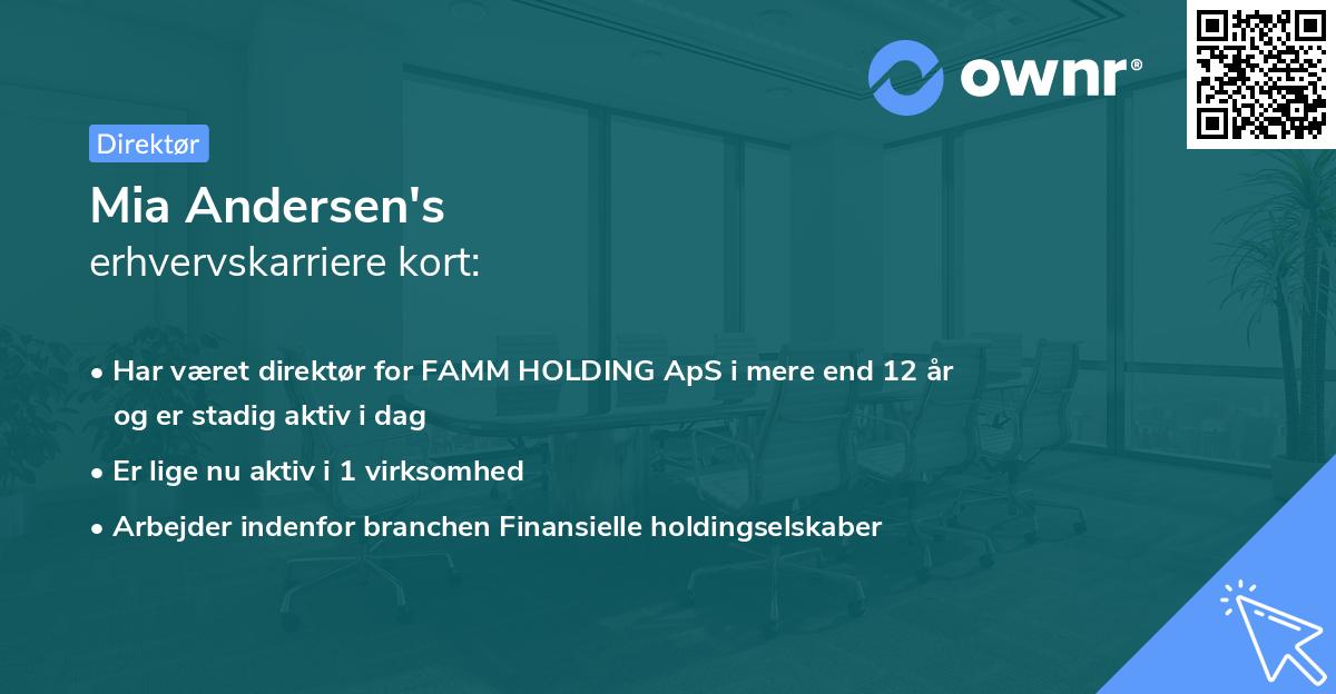 Mia Andersen's erhvervskarriere kort