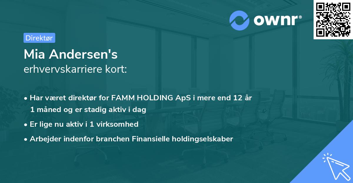 Mia Andersen's erhvervskarriere kort