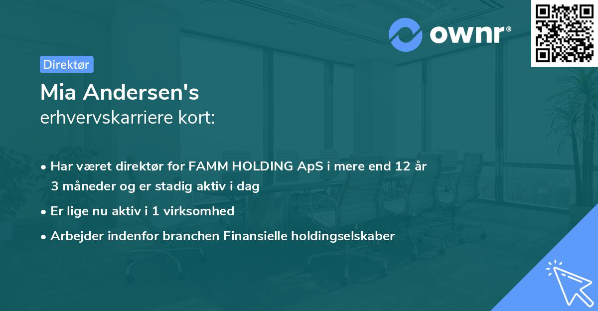 Mia Andersen's erhvervskarriere kort