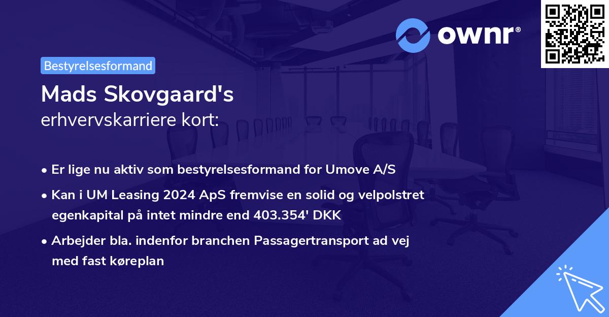 Mads Skovgaard's erhvervskarriere kort