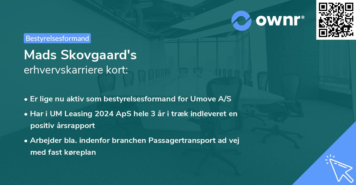 Mads Skovgaard's erhvervskarriere kort