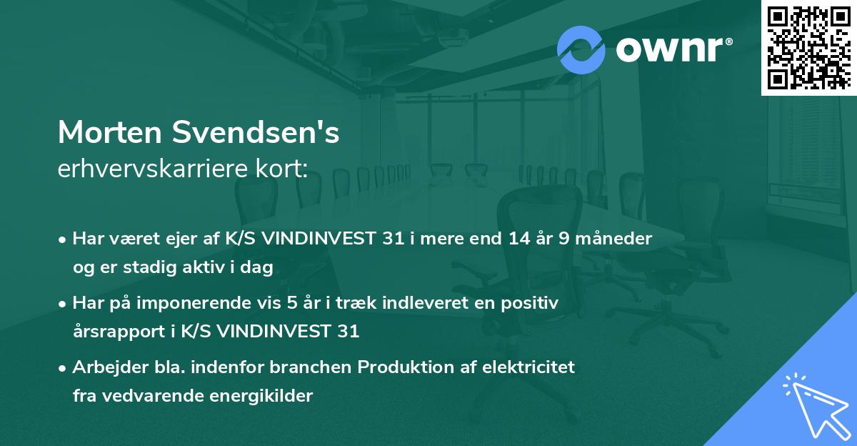 Morten Svendsen's erhvervskarriere kort