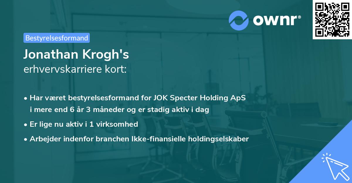 Jonathan Krogh's erhvervskarriere kort