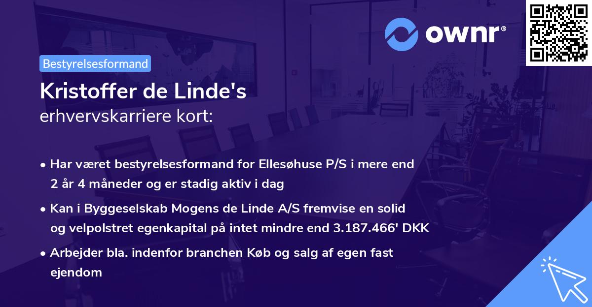 Kristoffer de Linde's erhvervskarriere kort