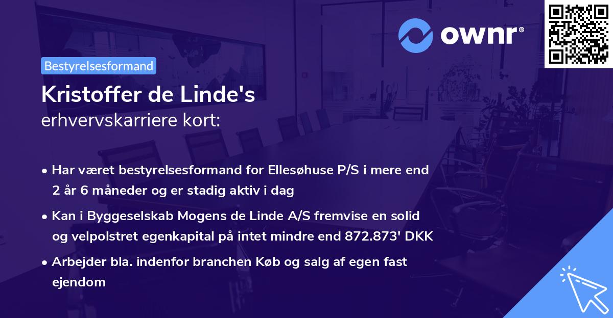 Kristoffer de Linde's erhvervskarriere kort