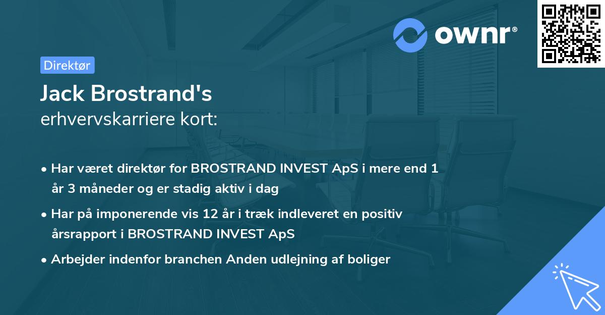Jack Brostrand's erhvervskarriere kort