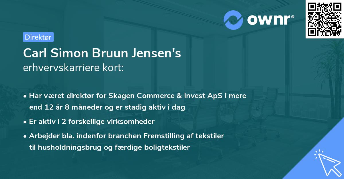 Carl Simon Bruun Jensen's erhvervskarriere kort