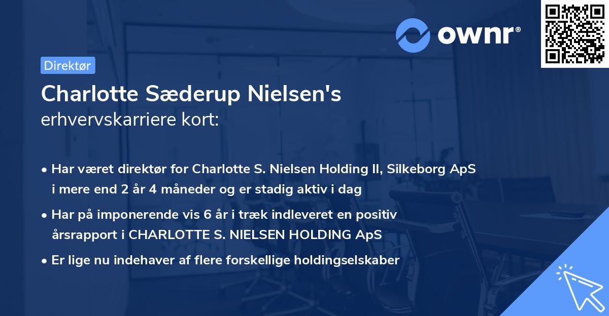 Charlotte Sæderup Nielsen's erhvervskarriere kort