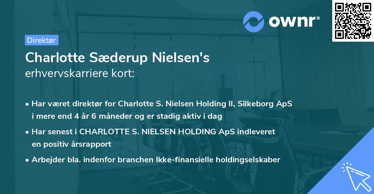 Charlotte Sæderup Nielsen's erhvervskarriere kort