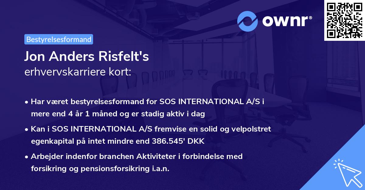 Jon Anders Risfelt's erhvervskarriere kort