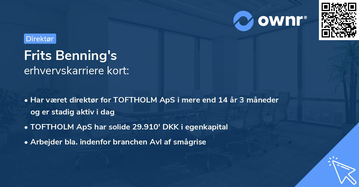 Frits Benning's erhvervskarriere kort
