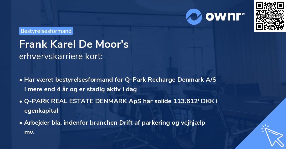 Frank Karel De Moor's erhvervskarriere kort