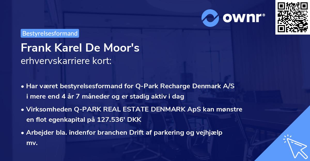 Frank Karel De Moor's erhvervskarriere kort