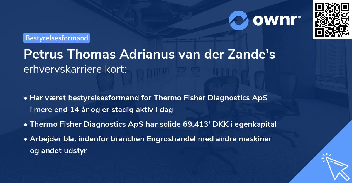 Petrus Thomas Adrianus van der Zande's erhvervskarriere kort